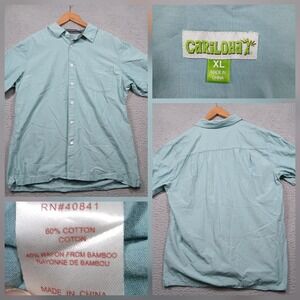 Cariloha Men's Button Up Shirt XL Light Blue Bamboo Cotton Blend Soft